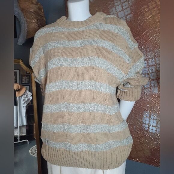 Zara Sweaters - Zara Cotton Blend Oversized Striped Sweater
